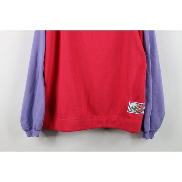 Vtg 80s 90s Converse Womens XL Spell Out Color Block Sweatshirt Pink Purple - Picture 3 of 13